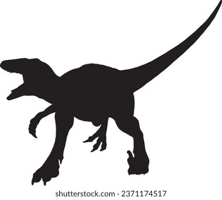 Velociraptor black silhouette isolated background