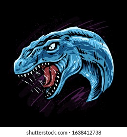 Velociraptor blue head vector illustration
