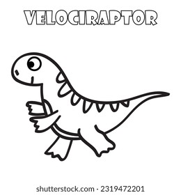 Velociraptor cartoon on white background. Good for coloring kid book.