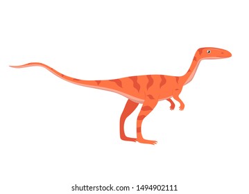 Velociraptor in cartoon style isolated on white background. Vector graphics.