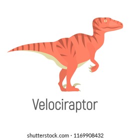 Velociraptor color vector icon. Flat design