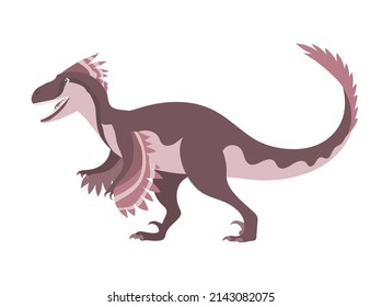 Velociraptor with dangerous claws. Predatory dinosaur of the Jurassic period. Strong hunter. Cartoon vector illustration isolated on a white background