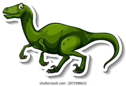 Velociraptor dinosaur cartoon character sticker illustration