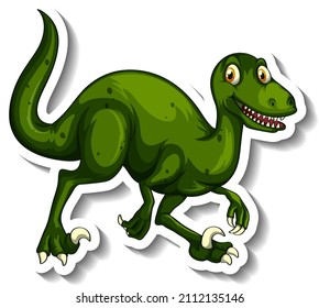 Velociraptor dinosaur cartoon character sticker illustration