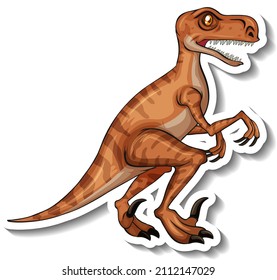 Velociraptor dinosaur cartoon character sticker illustration