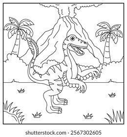 Velociraptor Dinosaur Coloring Page Illustration