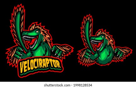 VELOCIRAPTOR DINOSAUR ILLUSTRATION LOGO TEMPLATE
