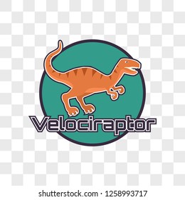 Velociraptor dinosaur isolated on transparent background. vector illustration