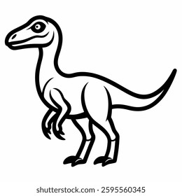 velociraptor dinosaur line art on white background