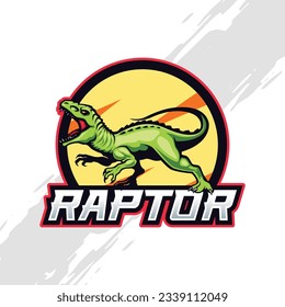 Velociraptor Dinosaur Logo Mascot Digital Illustration