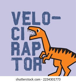 Velociraptor Dinosaur with Name. Vector illustration
