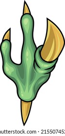 Velociraptor Dinosaur Paw With Claws Print Logo Design. Vector Hand Drawn Illustration Isolated On White Background