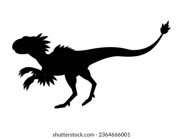 Velociraptor Dinosaur Silhouette Vector Isolated on White Background