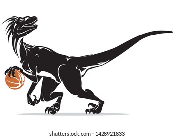 Velociraptor Dinosaur Sport with Playing Ball