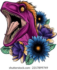 Velociraptor Dinosaur Vector Illustration on white background