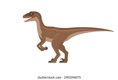 Velociraptor dinosaur. Vector illustration of a prehistoric dinosaur isolated on a white background. Side view, profile.