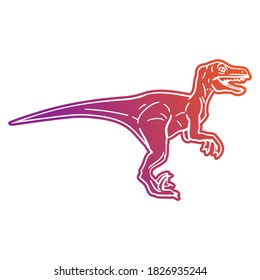 Velociraptor Dinosaur Vector illustration, Silhouette Design doodle style. Prehistoric Animal Graphic.