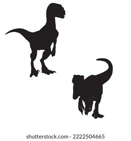 Silueta de la ilustración del vector de dinosaurio de Velociraptor
