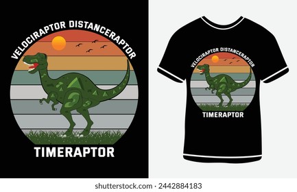 Velociraptor distanzeraptor timeraptor - T-Shirt design - Print - T-Shirt design template - Verhältnis vintage T-Shirt design