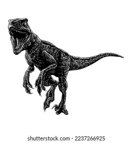Velociraptor hand drawing vector isolated on white background.