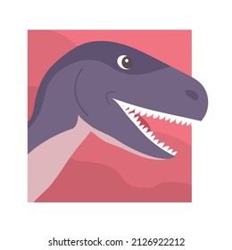 Velociraptor head. Predatory dinosaur of the Jurassic period. Strong hunter raptor. Vector cartoon illustration