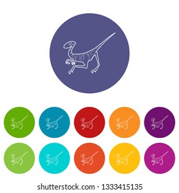 Velociraptor icons color set vector for any web design on white background