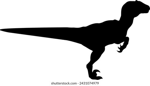 Velociraptor, isolated dinosaur silhouette vector illustration