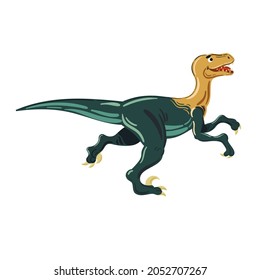 Velociraptor aislado en blanco. Ilustración vectorial de los dinosaurios carnívoros, estilo de caricatura. 