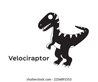 Velociraptor isolated vector Silhouettes on white background 