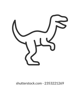 Velociraptor, linear icon. Dinosaur. Line with editable stroke