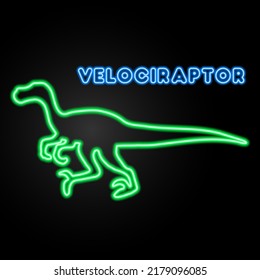 velociraptor neon sign, modern glowing banner design, colorful modern design trends on black background. Vector illustration.