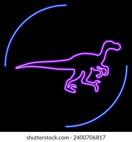 velociraptor neon sign, modern glowing banner design, colorful modern design trends on black background. Vector illustration.