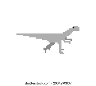 Velociraptor pixel art dinosaur. pixelated Ancient animal. 8bit Dino prehistoric monster. Beast is Jurassic period
