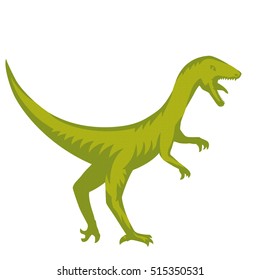 Velociraptor, predaceous dinosaur isolated over white, vector illustration
