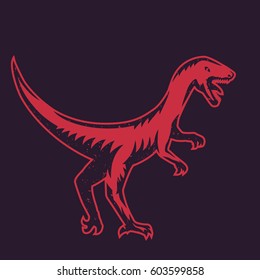 Velociraptor, predaceous dinosaur, red over dark