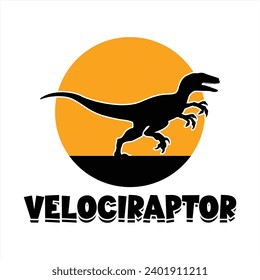 Velociraptor Raptor Dinosaur Silhouette for T Shirt Print