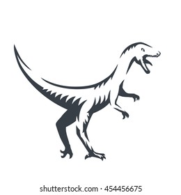 Velociraptor, raptorial dinosaur outline, vector illustration