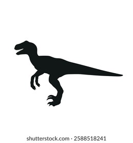 Velociraptor silhouette icon sign, Raptor dinosaurs symbol design, Isolated on white background, Vector illustration 
