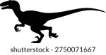 Velociraptor silhouette, prehistoric dinosaur vector, Jurassic predator artwork, ancient reptile design, fossil creature icon, paleontology illustration, dynamic raptor graphic
