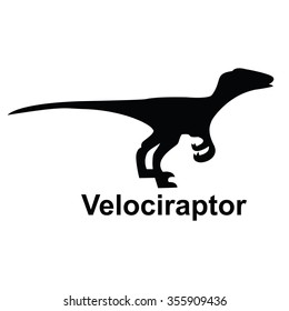 Velociraptor single silhouette on transparent background