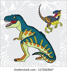 Velociraptor and tyrannosaurus. Cartoon Characters