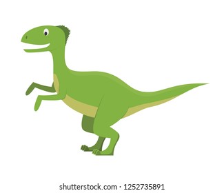 Velociraptor vector illustration in cartoon style for kids. Dinosaurs Collection.