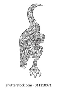 Velociraptor in Zentangle style
