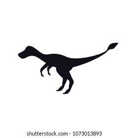 Velociraptors black silhouette on white. Simple dinosaur image