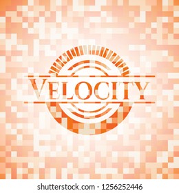 Velocity abstract orange mosaic emblem