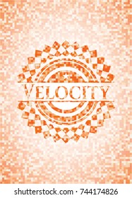 Velocity abstract orange mosaic emblem