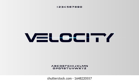 Velocity, an abstract sporty technology alphabet font. digital space typography vector illustration design	