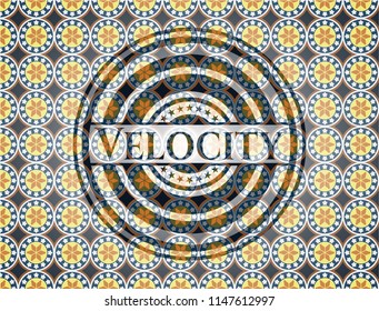 Velocity arabic style emblem. Arabesque decoration.