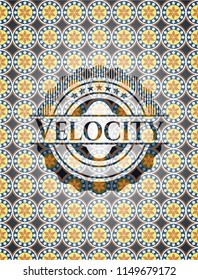 Velocity arabic style emblem. Arabesque decoration.
