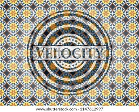 Velocity arabic style emblem. Arabesque decoration.